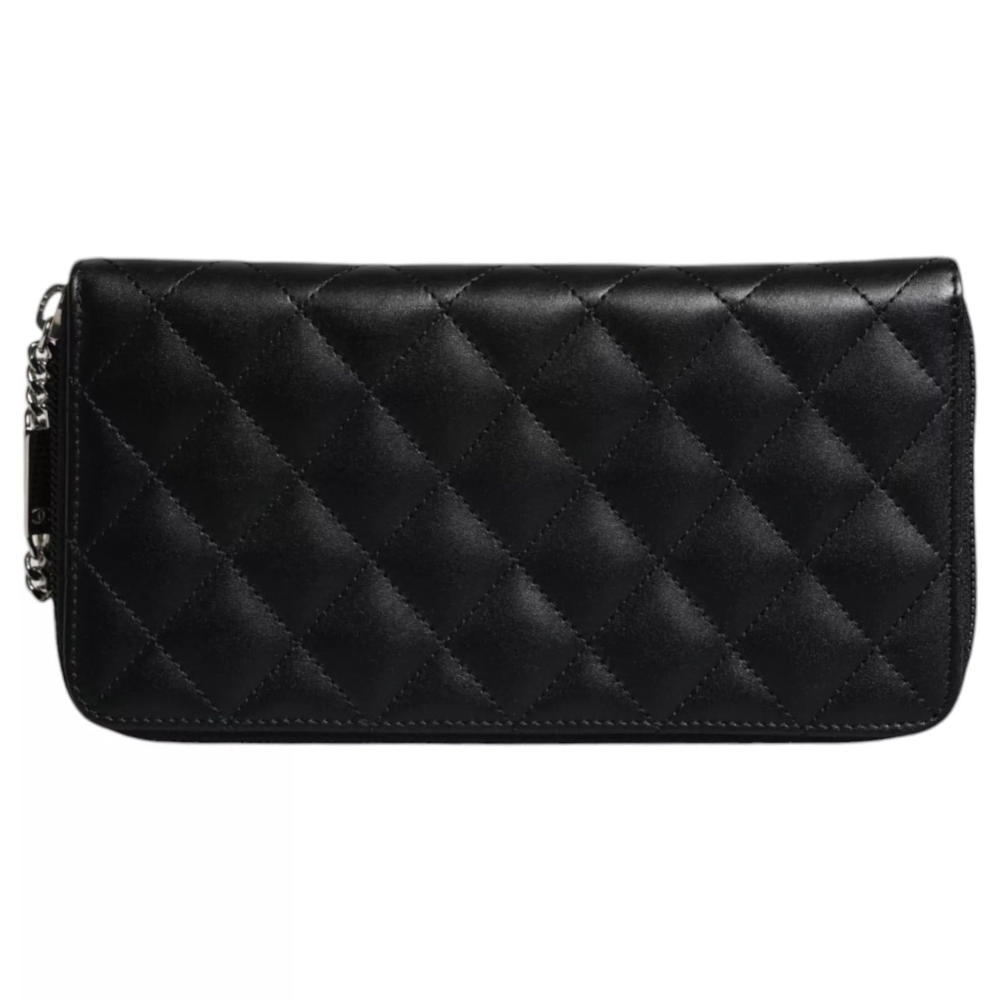 Chanel Black Quilted Leather Logo CC Continental Zip  Wallet