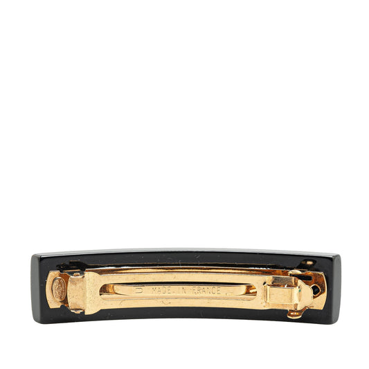 Black Chanel Resin CC Camellia Hair Barrette