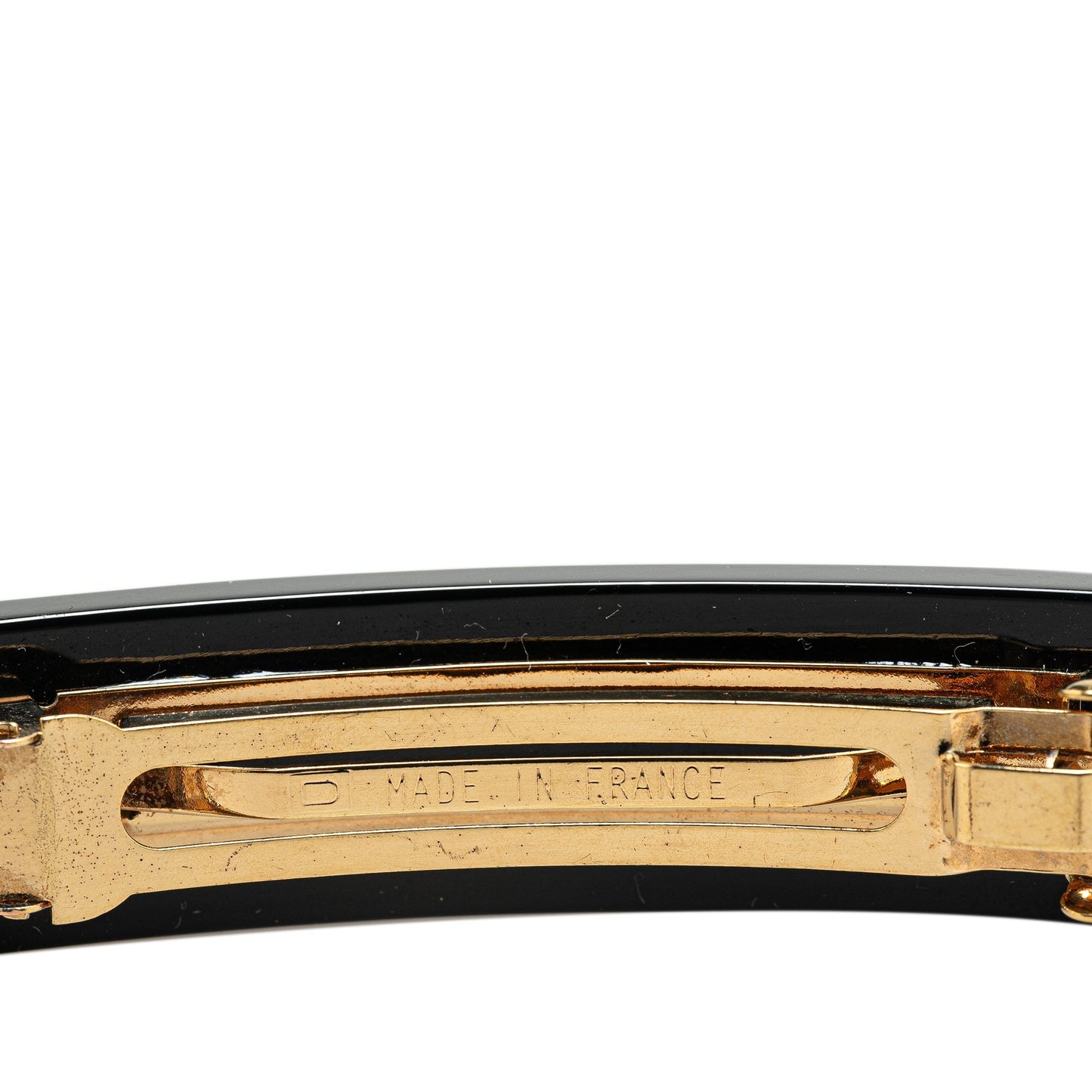 Black Chanel Resin CC Camellia Hair Barrette