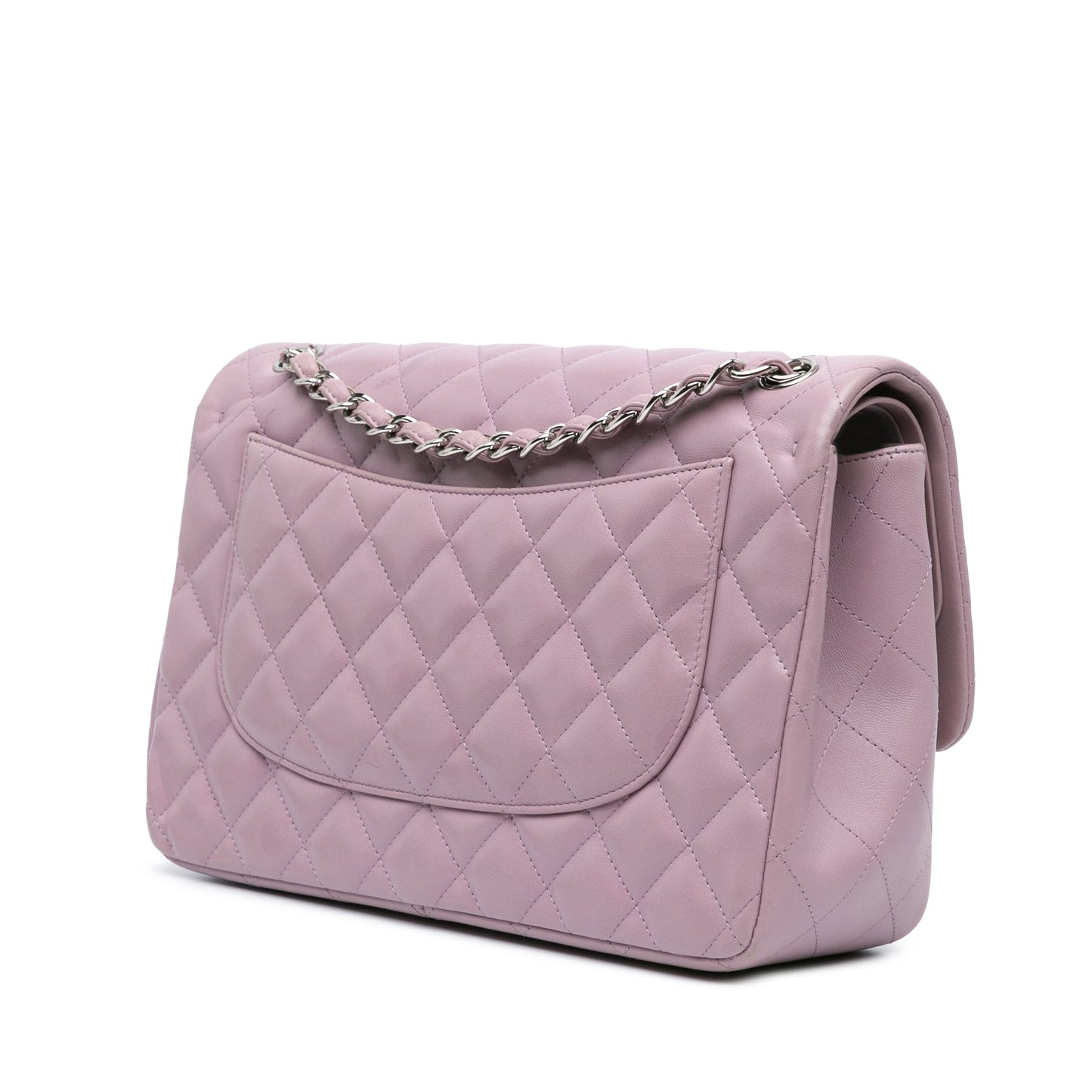 Purple Chanel Jumbo Classic Lambskin Double Flap Shoulder Bag