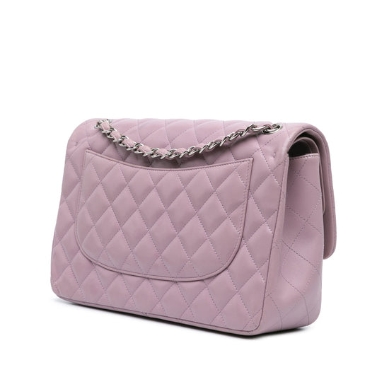Purple Chanel Jumbo Classic Lambskin Double Flap Shoulder Bag