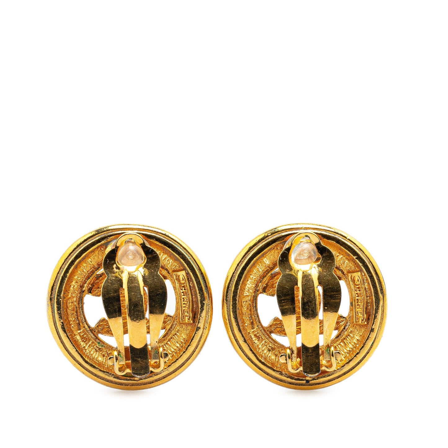 Gold Chanel Gold Plated CC Clip On Earrings