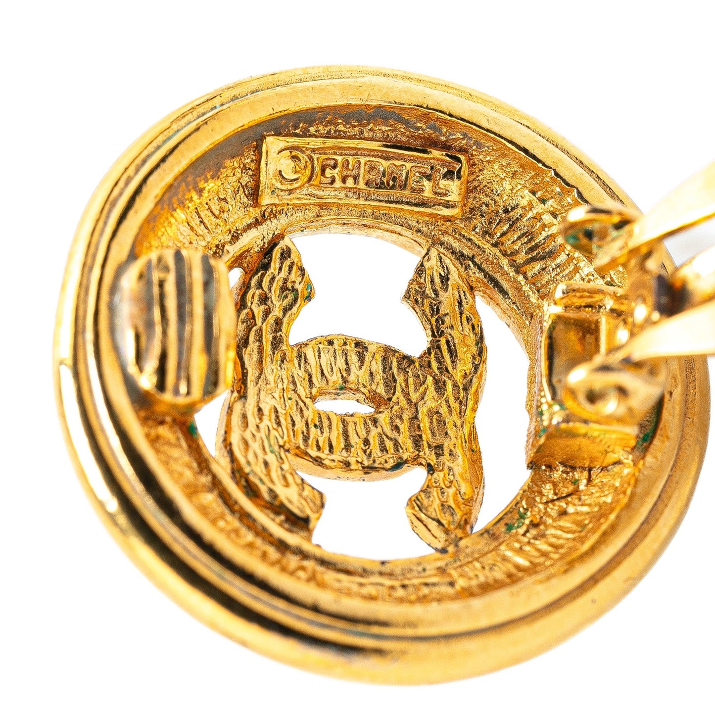 Gold Chanel Gold Plated CC Clip On Earrings