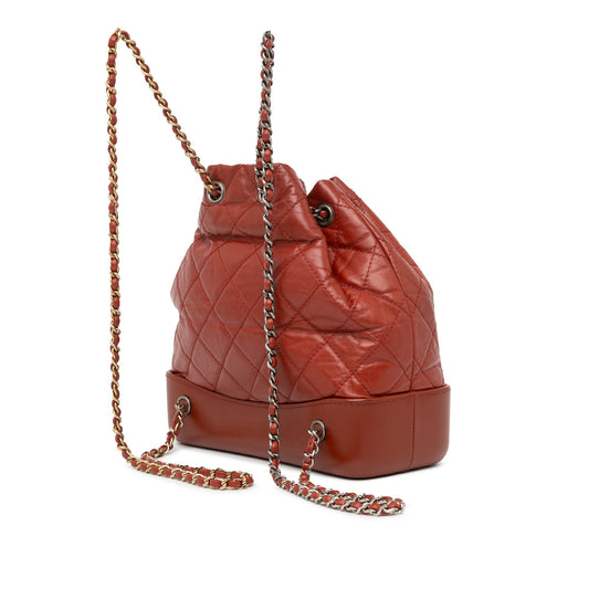 Red Chanel Small Aged Calfskin Gabrielle Backpack