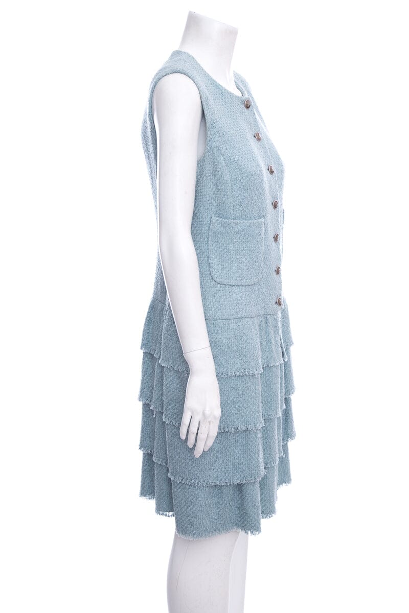 Chanel Blue Tweed Dress SZ 40