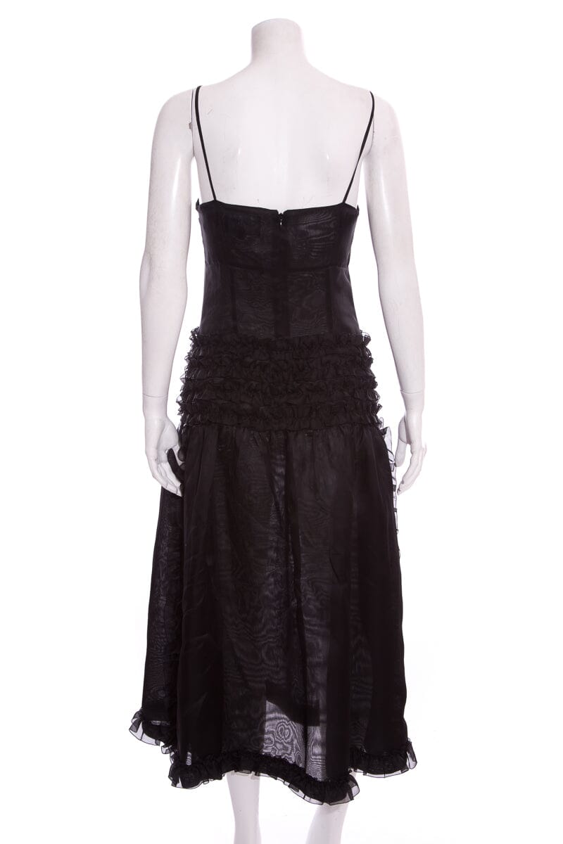 Chanel Black Ruffle Organza  Dress SZ 38