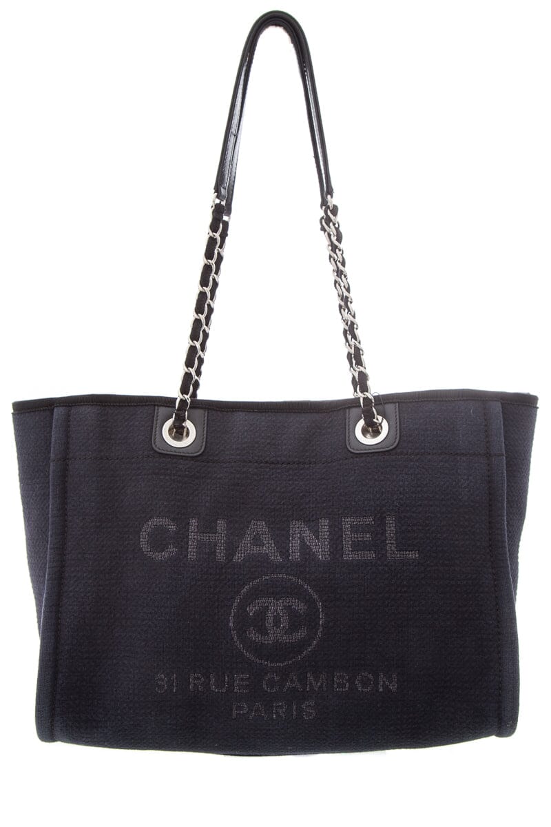 Chanel 2022 Navy Deauville Shopping Tote Handbag