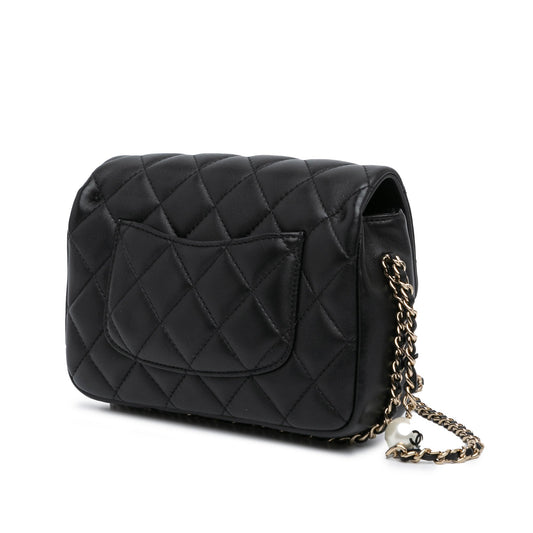 Black Chanel Small Quilted Lambskin My Precious Pearls Flap Crossbody Bag