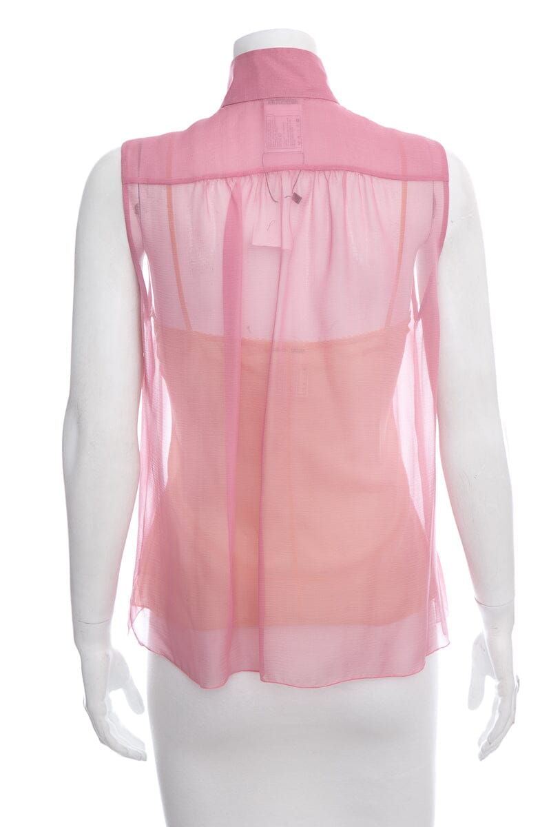 Chanel 2006 Pink Silk Ruffle Tank SZ 38