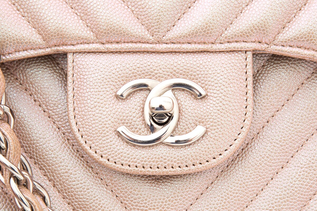 Chanel 2017 Jumbo Pink Iridescent Caviar Togo Leather Handbag
