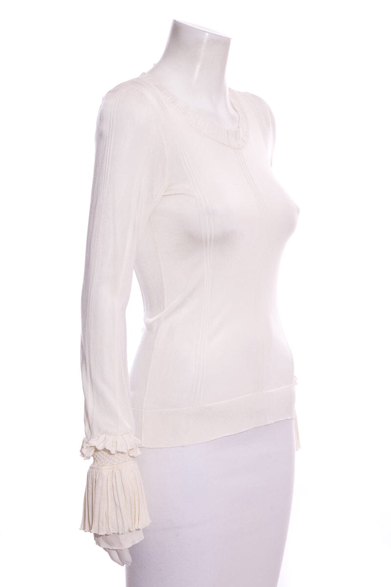 Chanel 2006 Cream Ruffle Blouse SZ 36