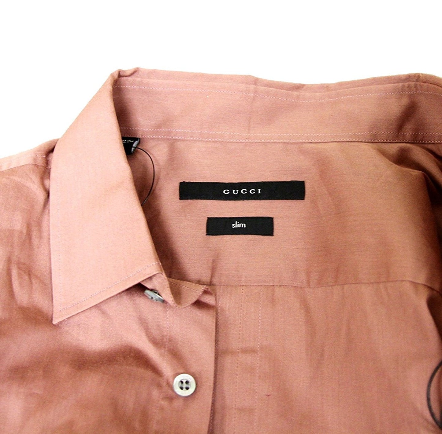 Gucci Men's Pale Red Cotton Silk Slim Dress Shirt (42 / 16.5)