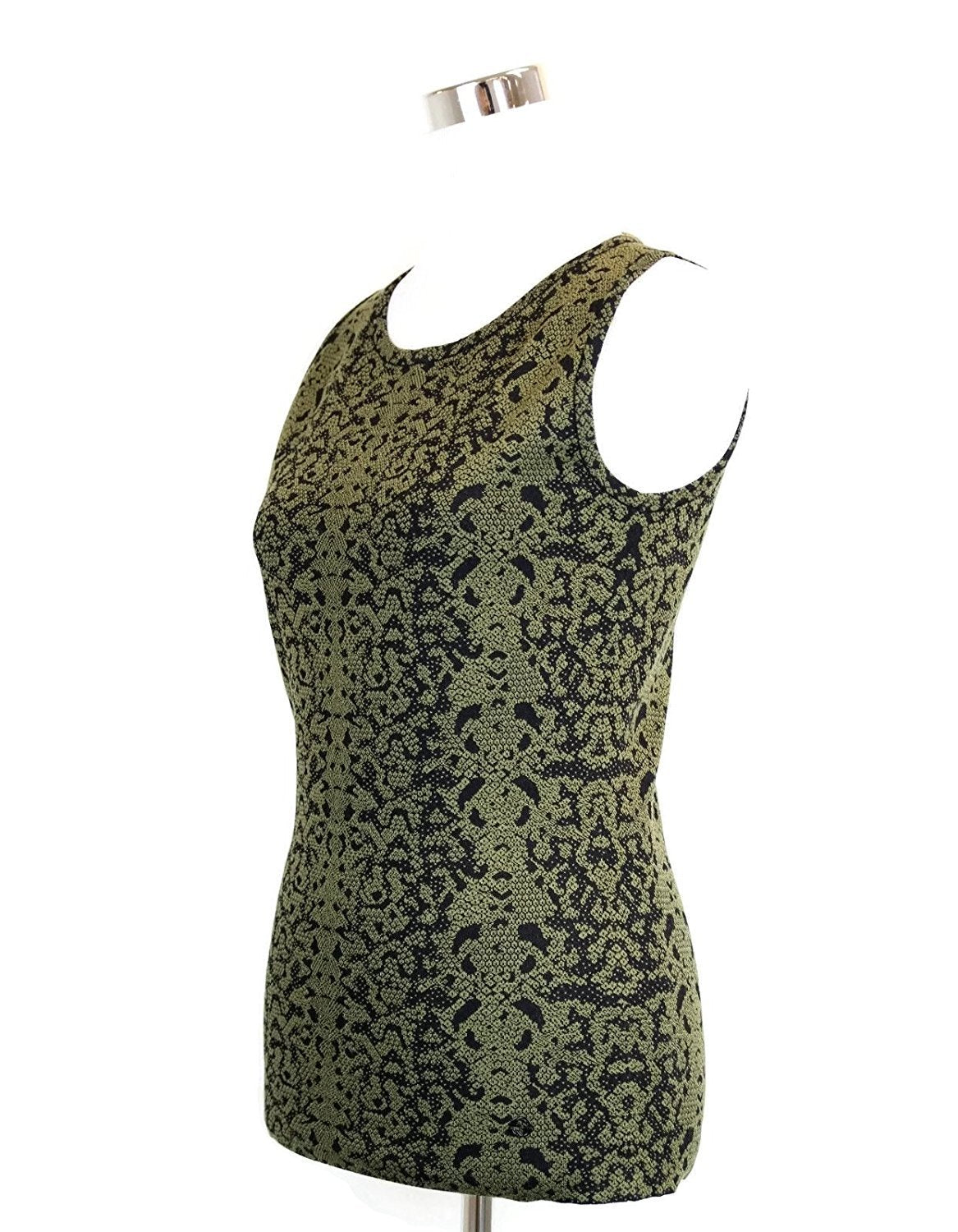 Gucci Women's Green Wool Small Python Printed Blend Tank Top
