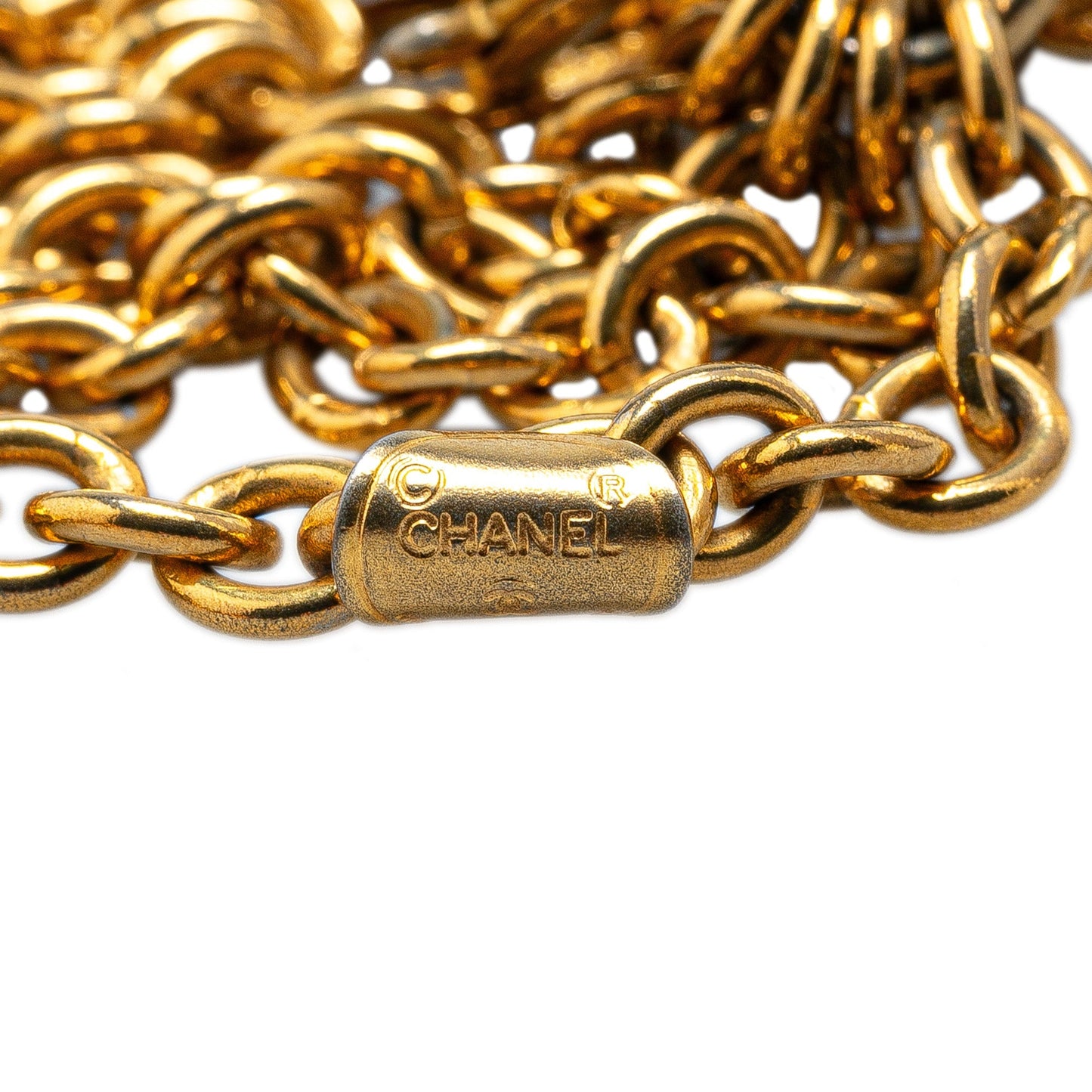 Gold Chanel Gold Plated Multi Chain Flap Bag Pendant Necklace