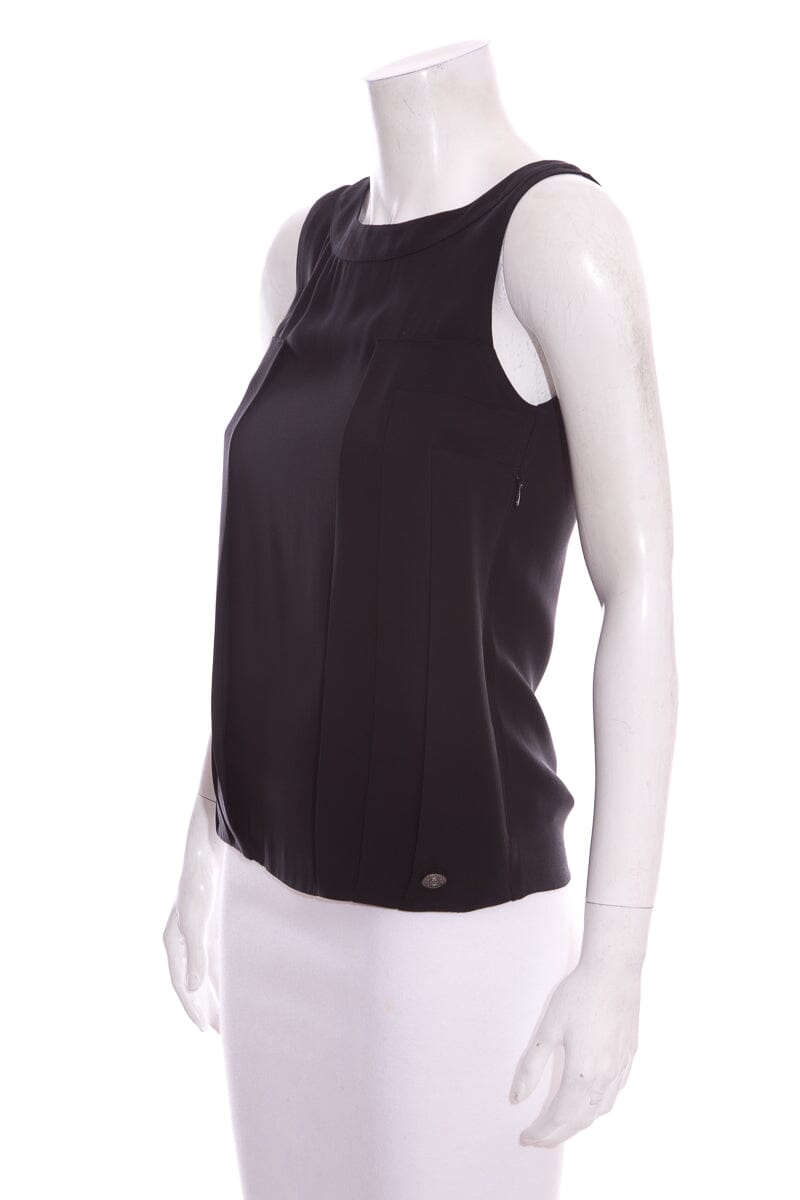 Chanel Black Multi Panel Detail Tank SZ 34