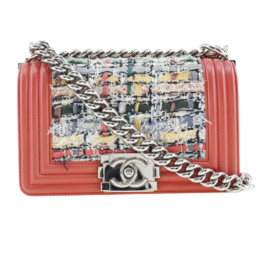 Chanel Boy Red Leather Shoulder Bag ()