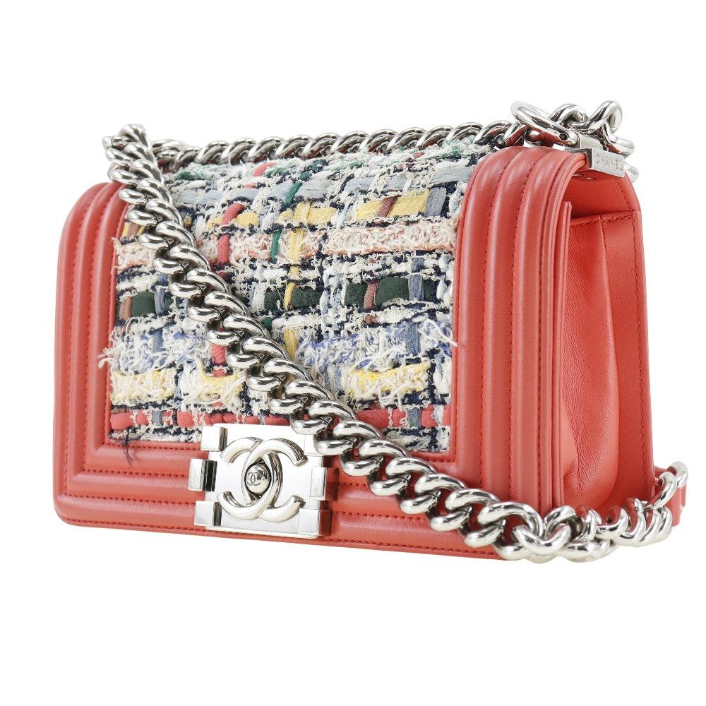Chanel Boy Red Leather Shoulder Bag ()