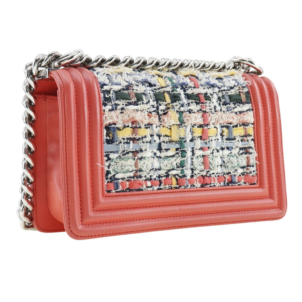 Chanel Boy Red Leather Shoulder Bag ()