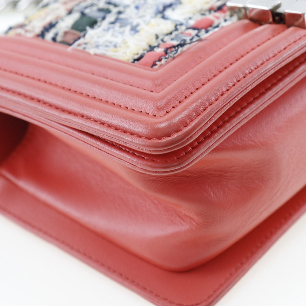 Chanel Boy Red Leather Shoulder Bag ()