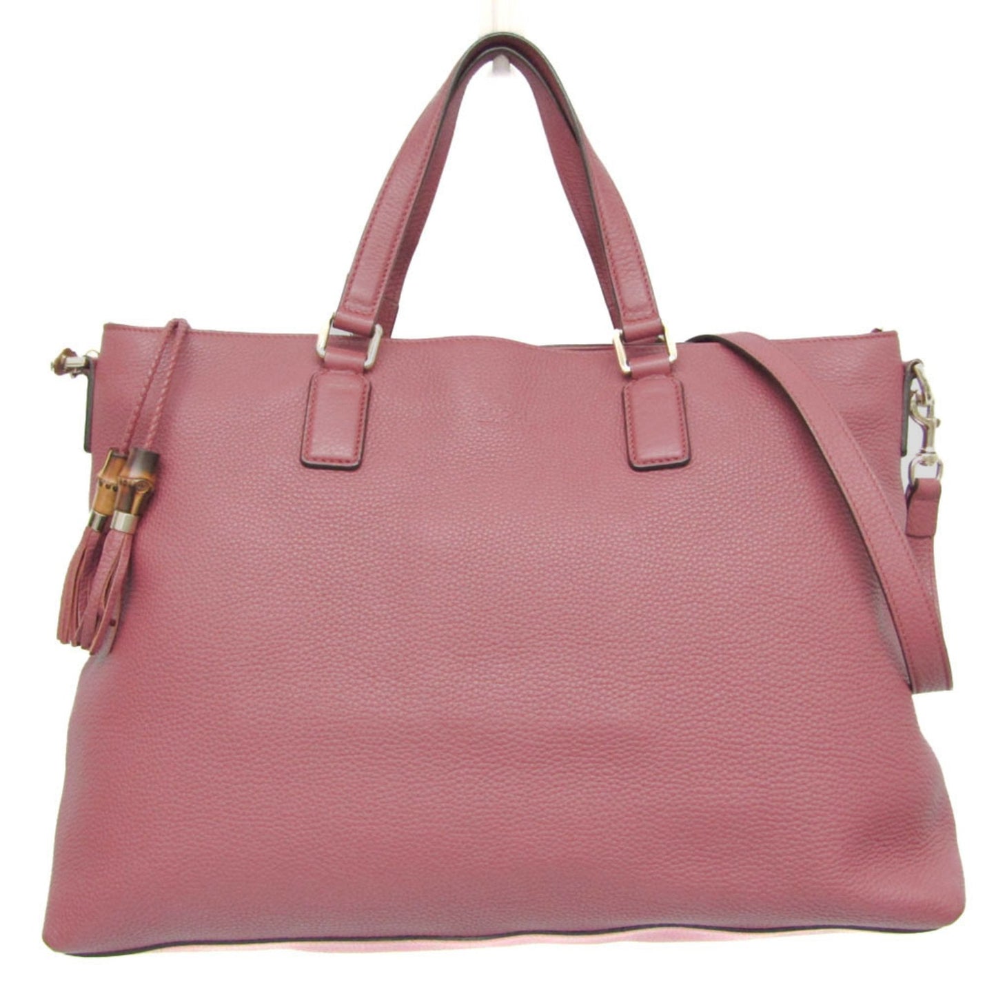 Gucci Bamboo Pink Leather Tote Bag ()
