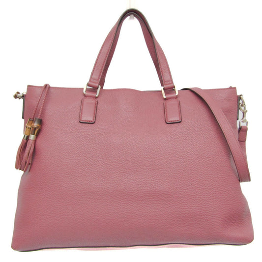 Gucci Bamboo Pink Leather Tote Bag ()