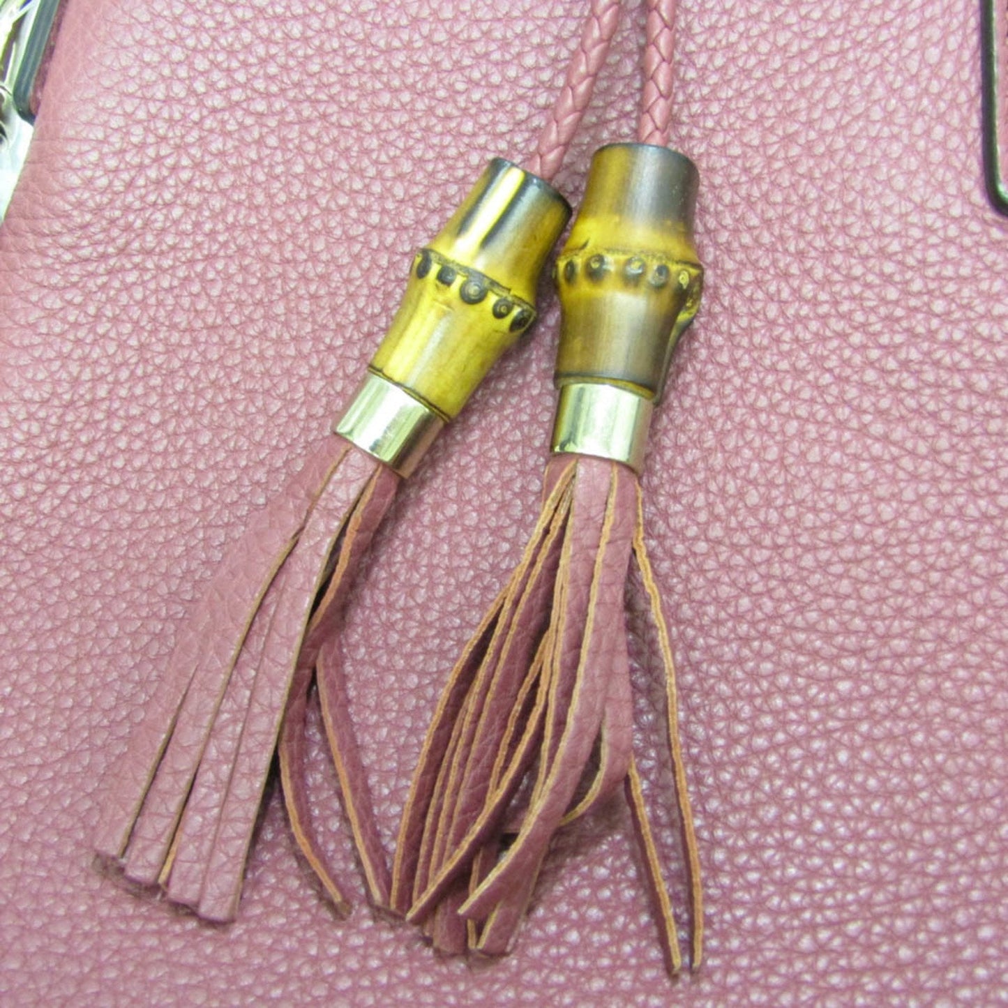 Gucci Bamboo Pink Leather Tote Bag ()