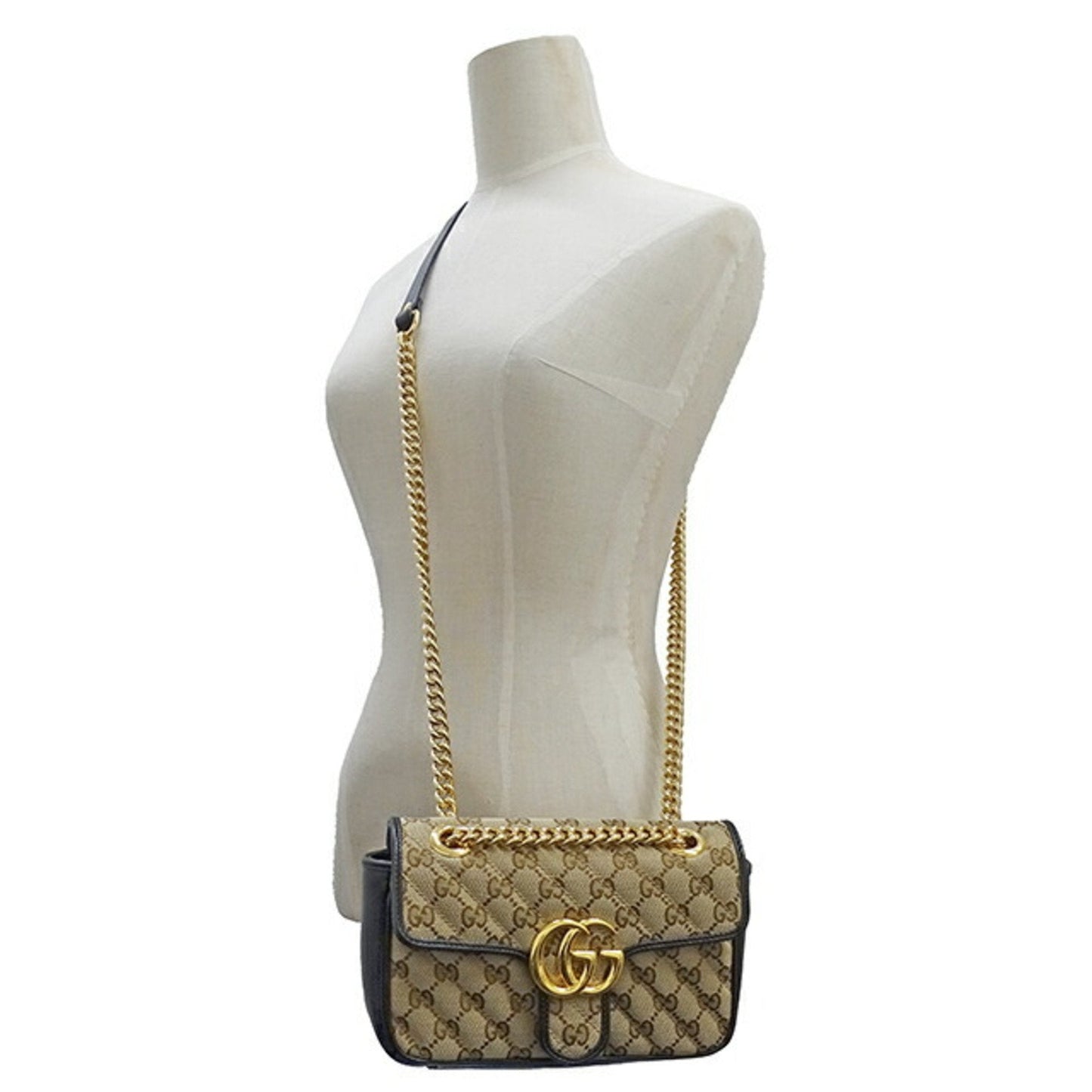 Gucci Gg Marmont Beige Canvas Shoulder Bag ()