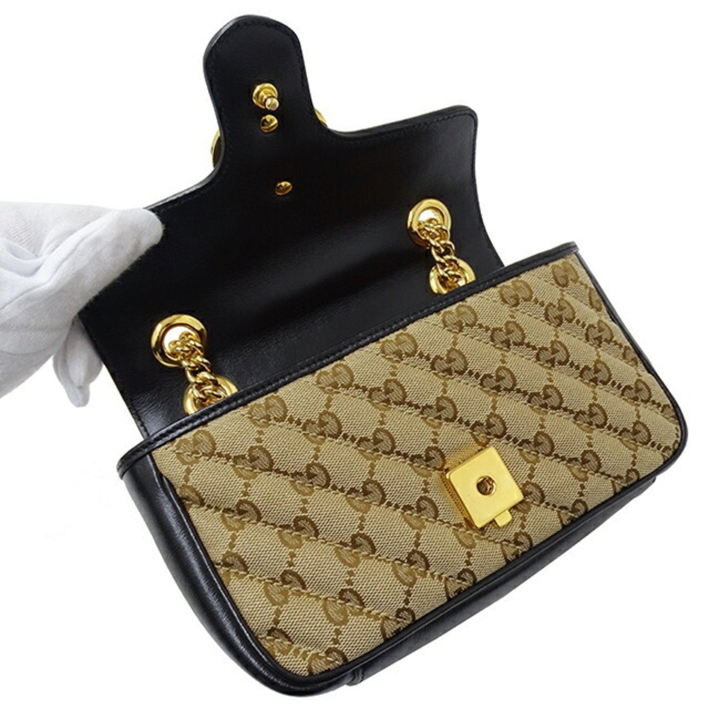 Gucci Gg Marmont Beige Canvas Shoulder Bag ()