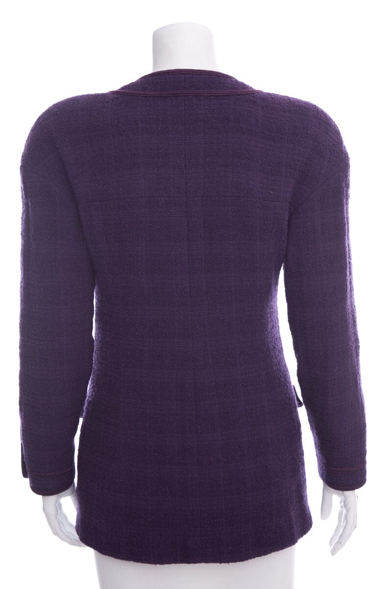 Chanel Boutique Purple Tweed Button Up Jacket SZ 40