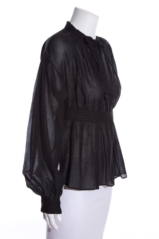 Chanel Black L/S Peasant Blouse SZ 36