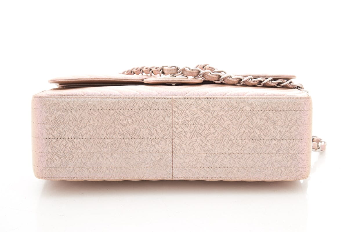 Chanel 2017 Jumbo Pink Iridescent Caviar Togo Leather Handbag