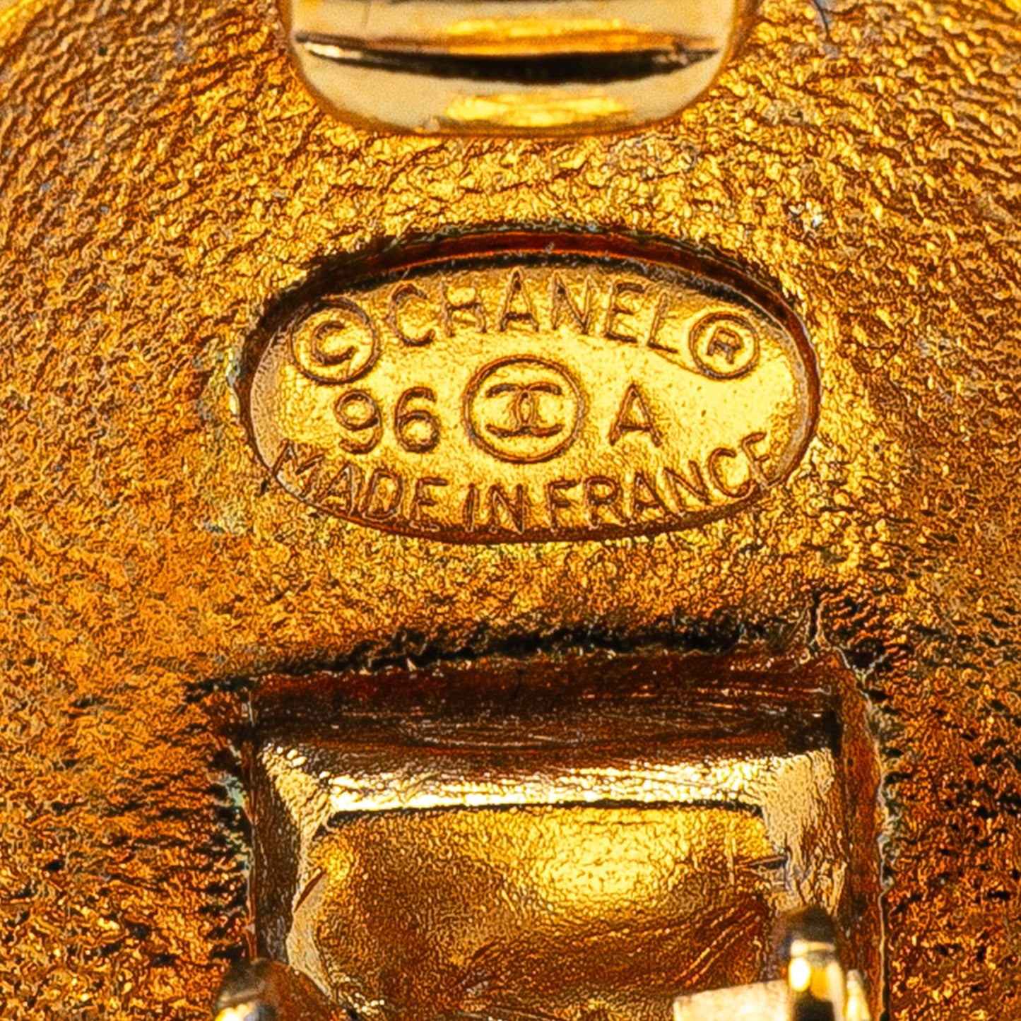 Gold Chanel Gold Plated CC Crown Clip On Earrings