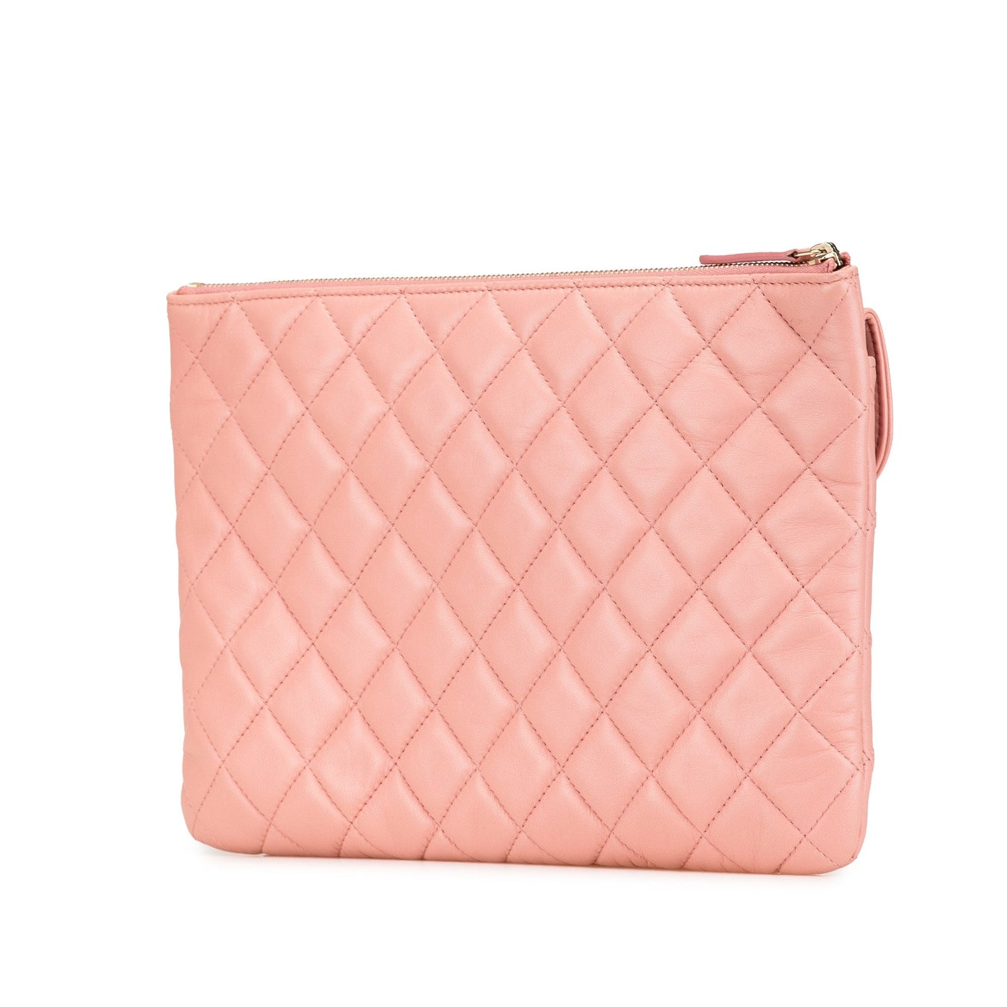 Pink Chanel Medium Quilted Lambskin Flap O Case Clutch