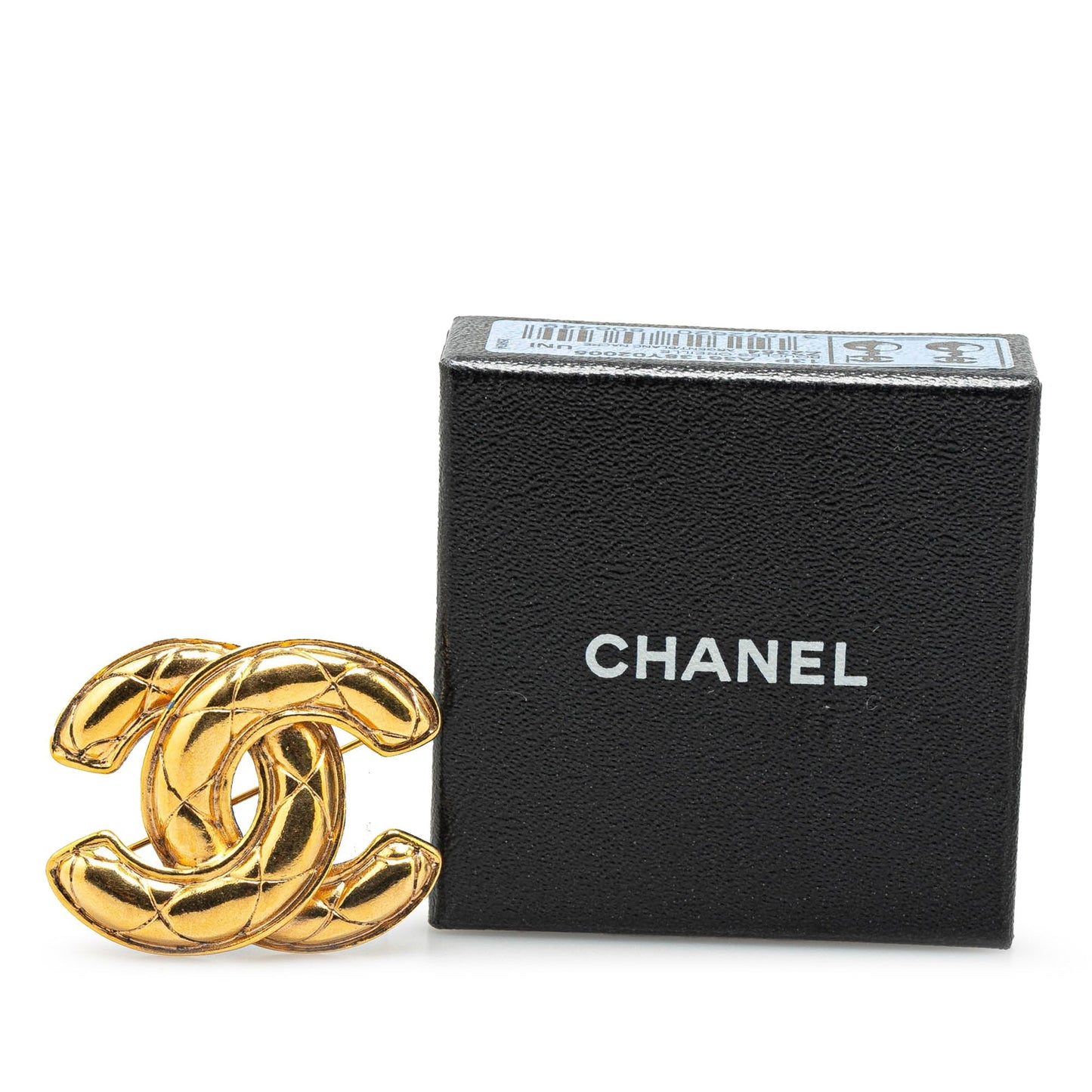 Gold Chanel CC Gold Plated Brooch