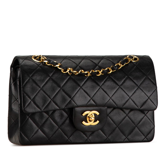 Black Chanel Small Classic Lambskin Double Flap Shoulder Bag