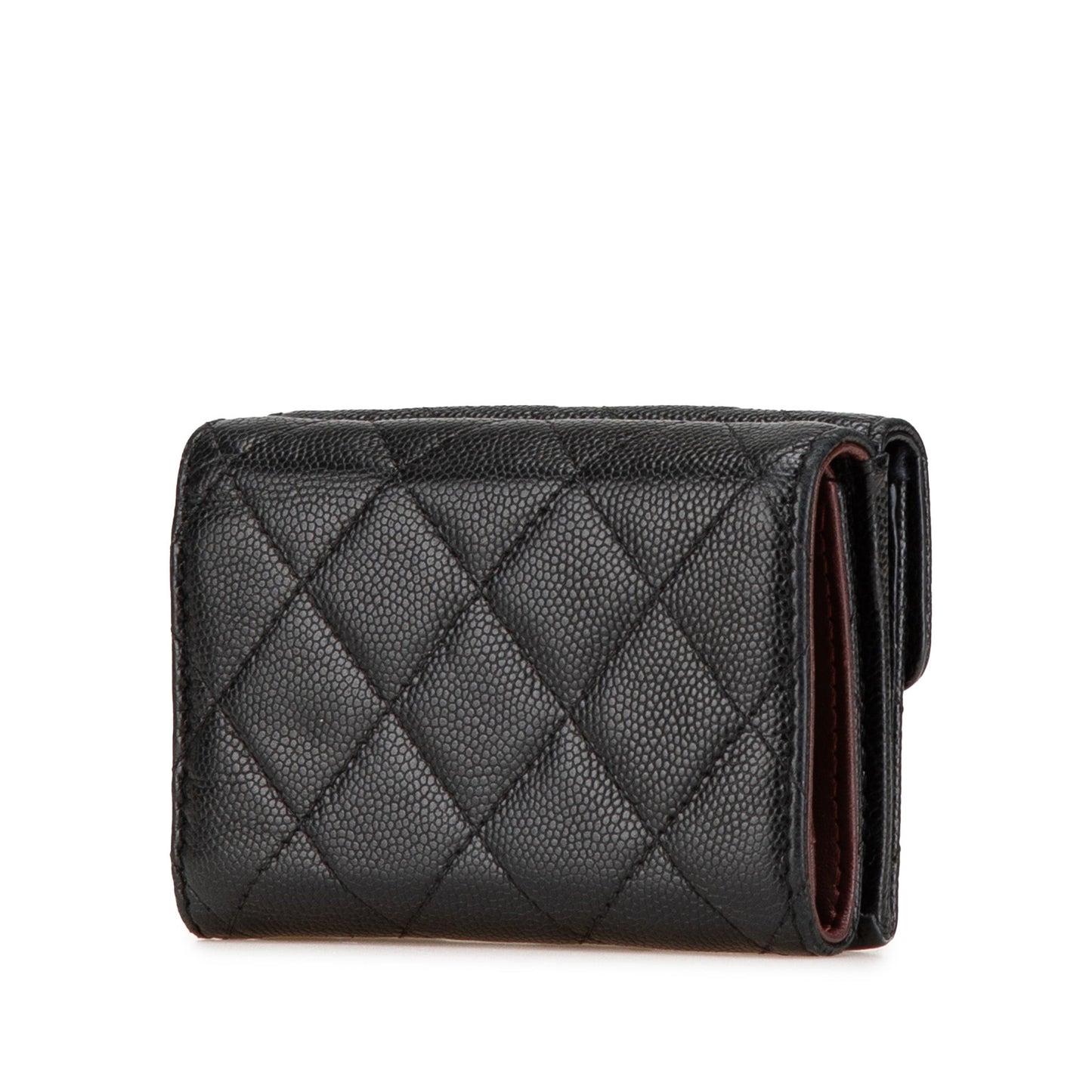 Black Chanel CC Quilted Caviar Trifold Wallet