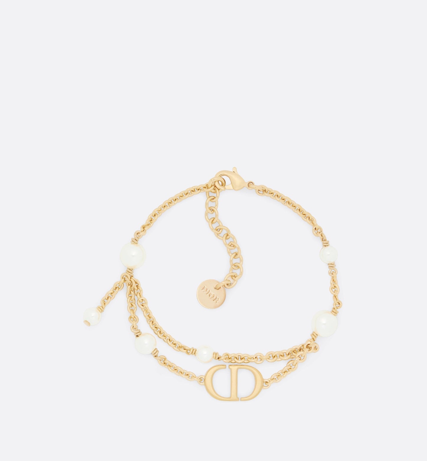 Petit CD Bracelet • Gold-Finish Metal and White Resin Pearls