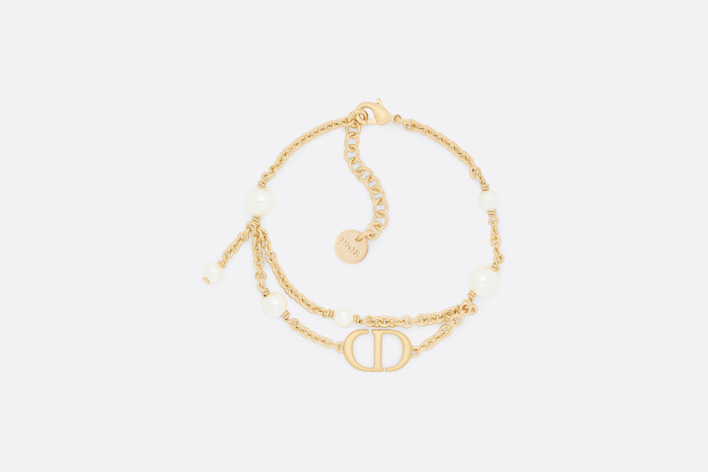 Petit CD Bracelet • Gold-Finish Metal and White Resin Pearls