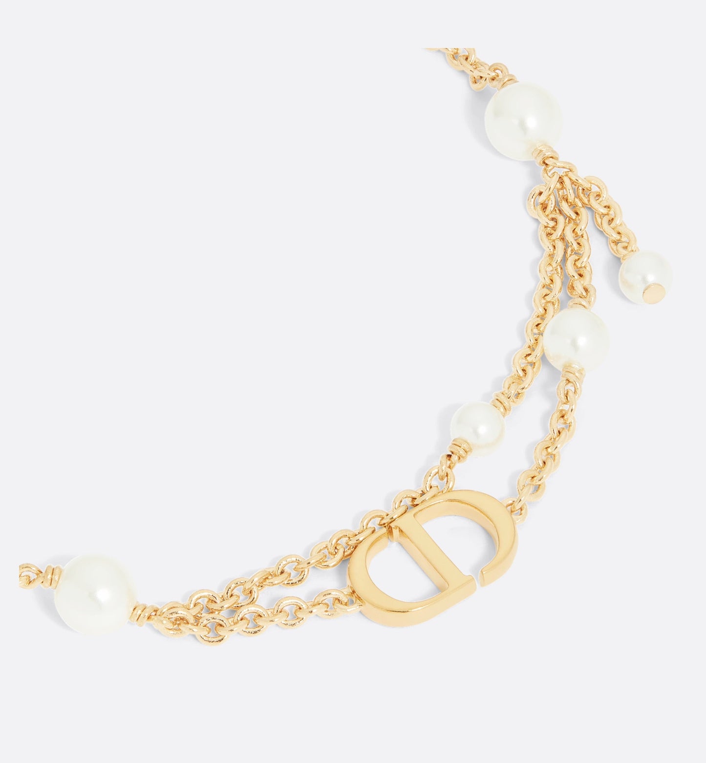 Petit CD Bracelet • Gold-Finish Metal and White Resin Pearls