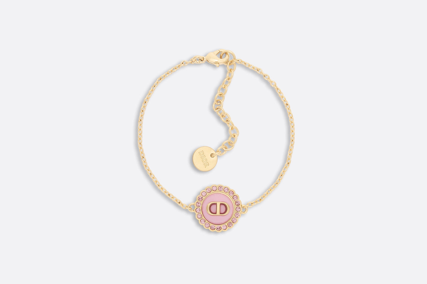 Petit CD Bracelet • Gold-Finish Metal, Pink Crystals and Light Pink Glass