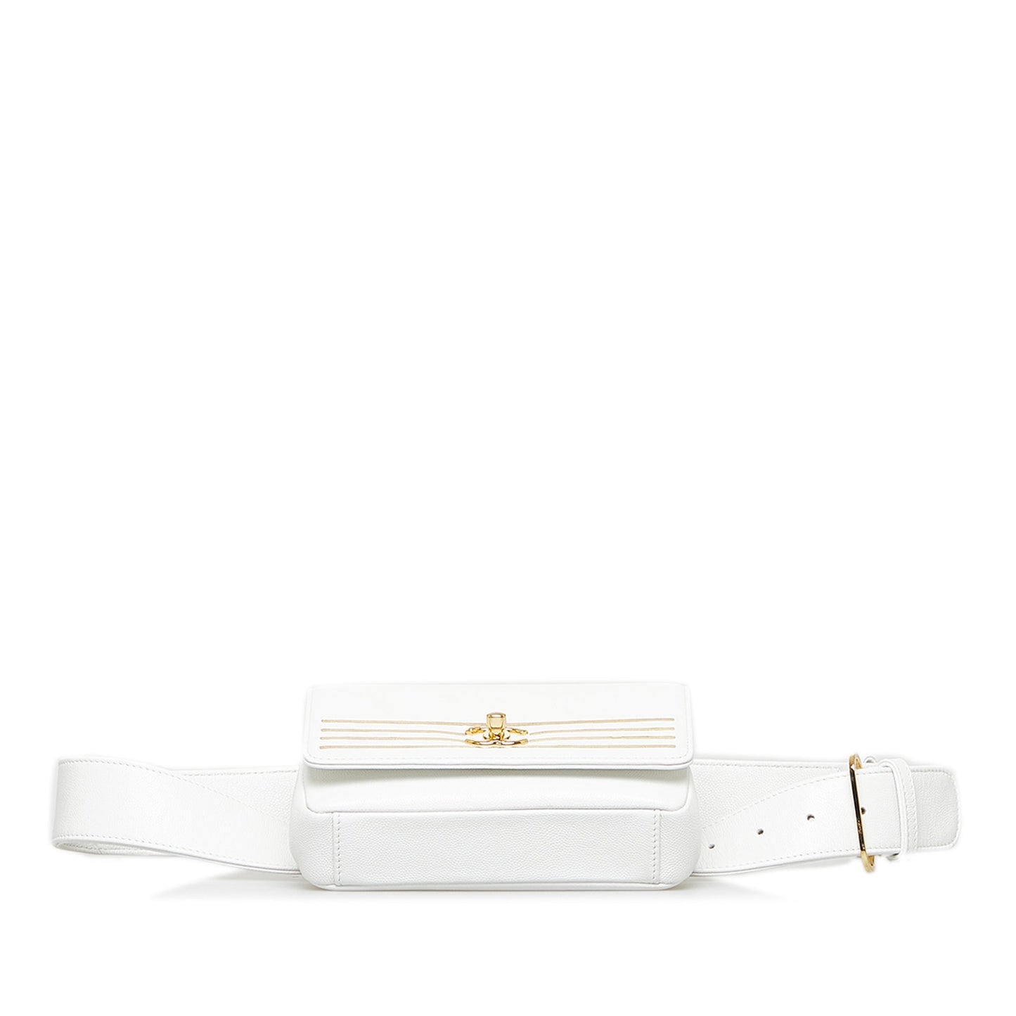 White Chanel Captain Gold Belt Bag