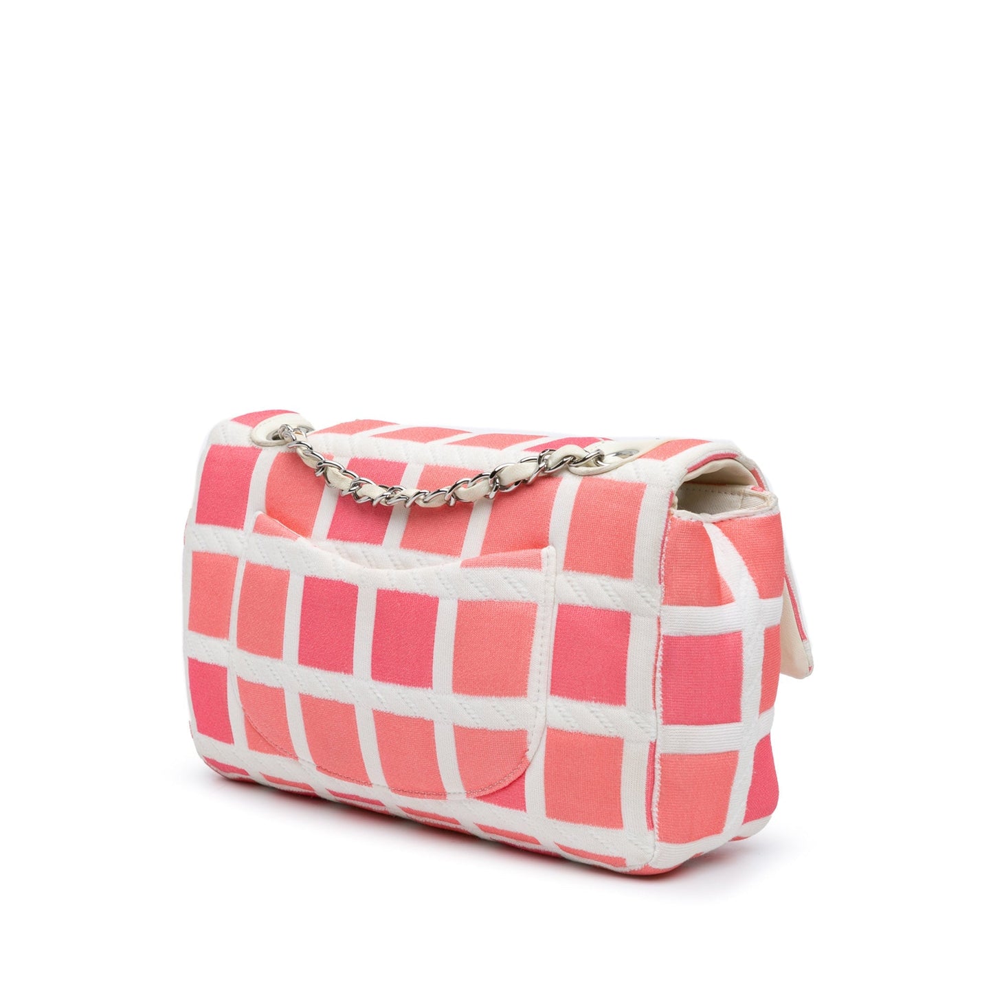 Pink Chanel Medium Jersey Grid Single Flap Shoulder Bag