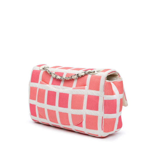 Pink Chanel Medium Jersey Grid Single Flap Shoulder Bag