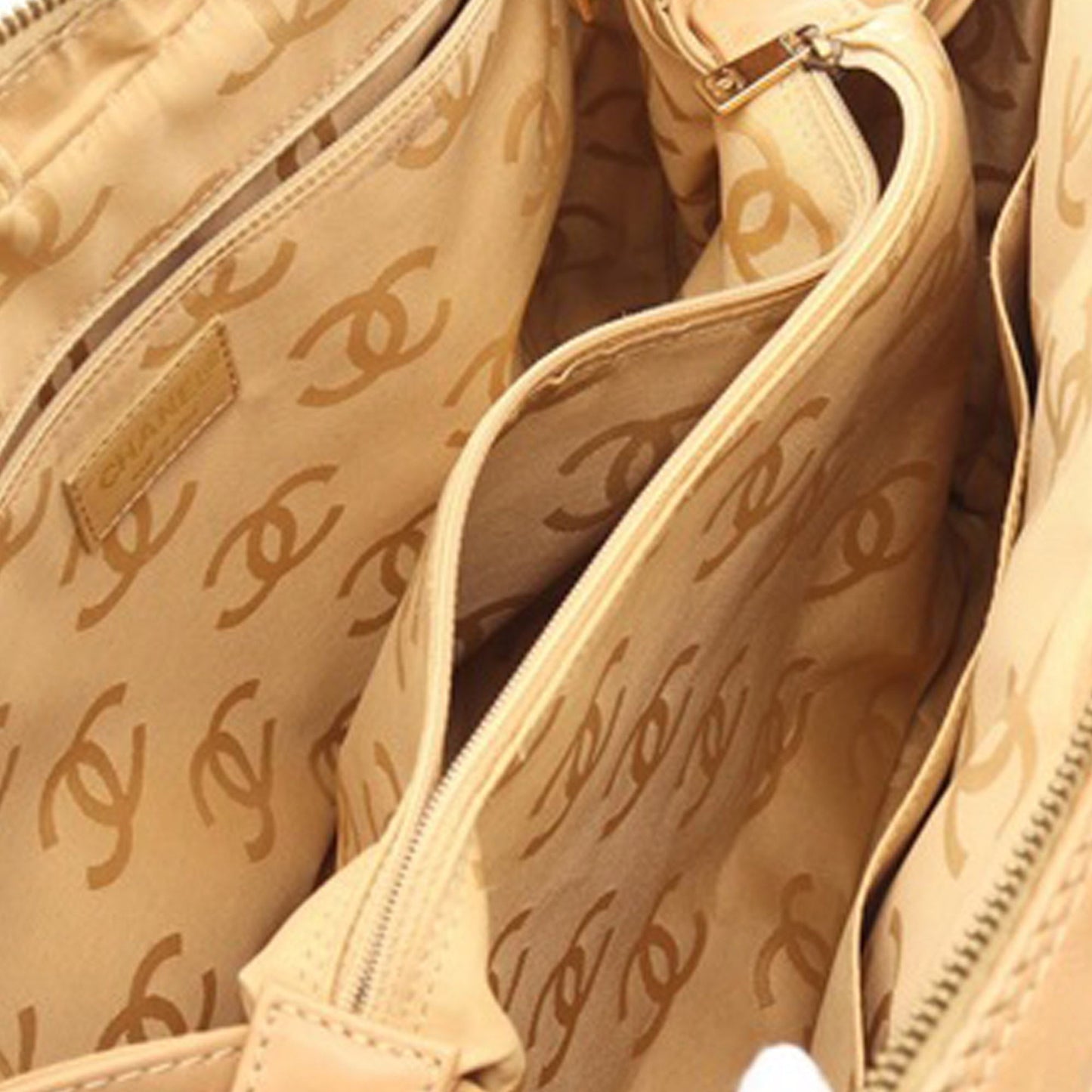 Beige Chanel CC Wild Stitch Handbag