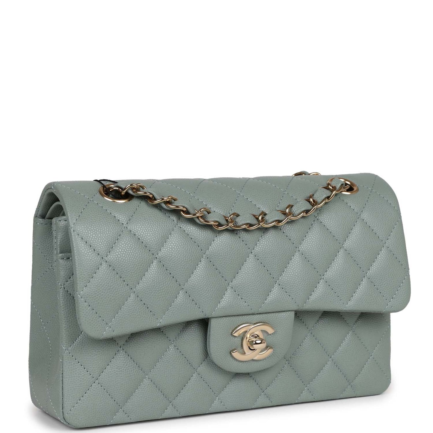 Chanel bag Small Classic Double Flap Bag Light Blue Caviar Light Gold Hardware