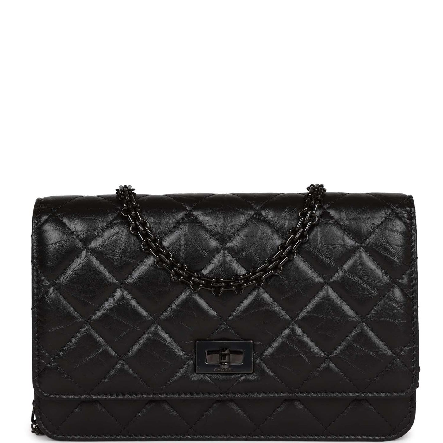 Chanel Reissue Wallet On Chain WOC So Black Aged Calfskin Black Hardware