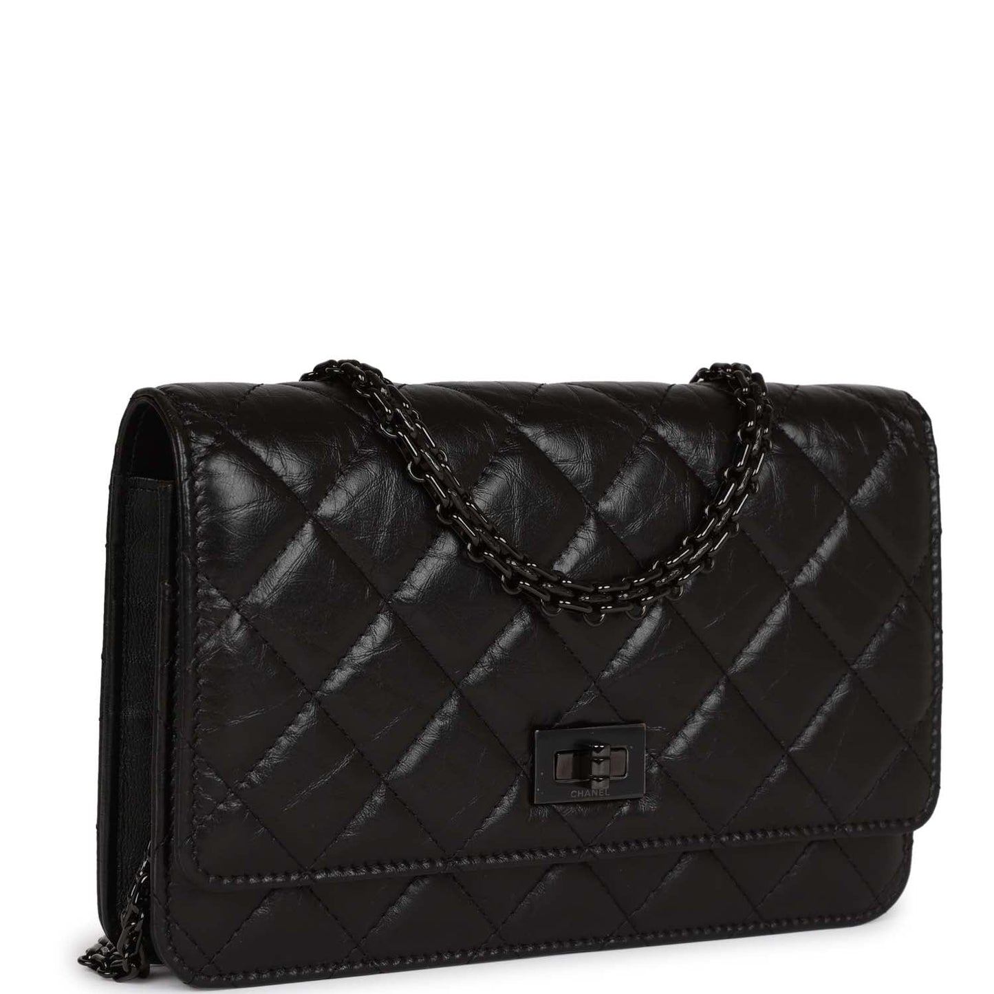 Chanel Reissue Wallet On Chain WOC So Black Aged Calfskin Black Hardware
