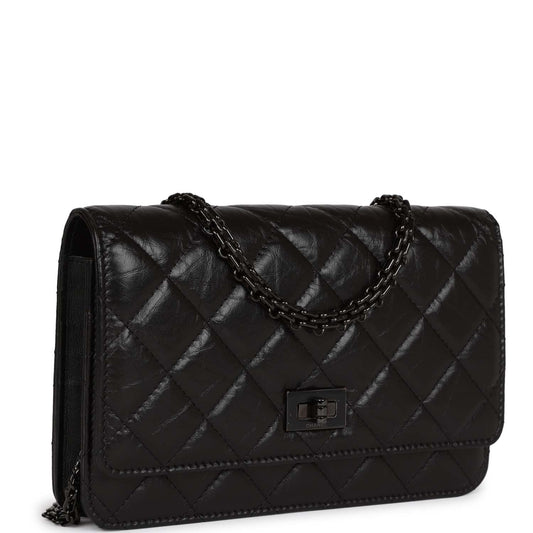 Chanel Reissue Wallet On Chain WOC So Black Aged Calfskin Black Hardware