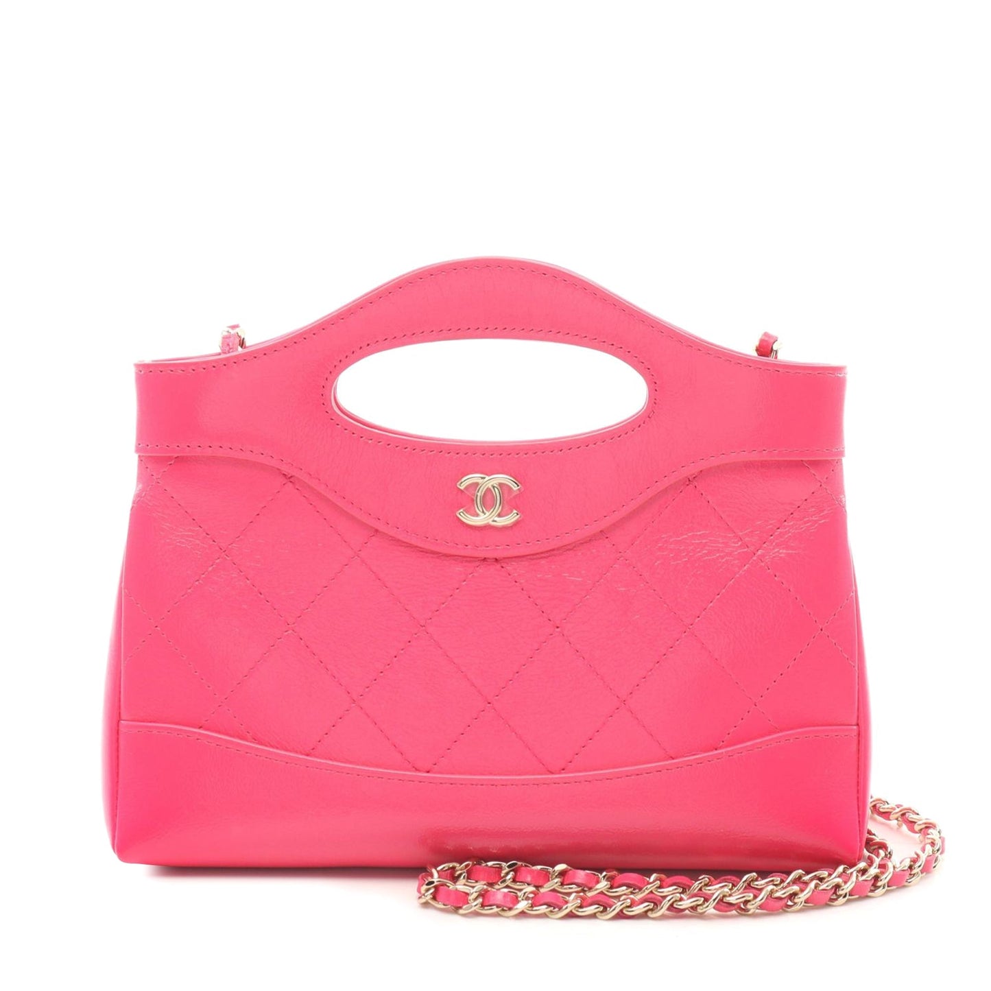 Pink Chanel Nano Shiny Aged Calfskin 31 Shopping Bag Satchel