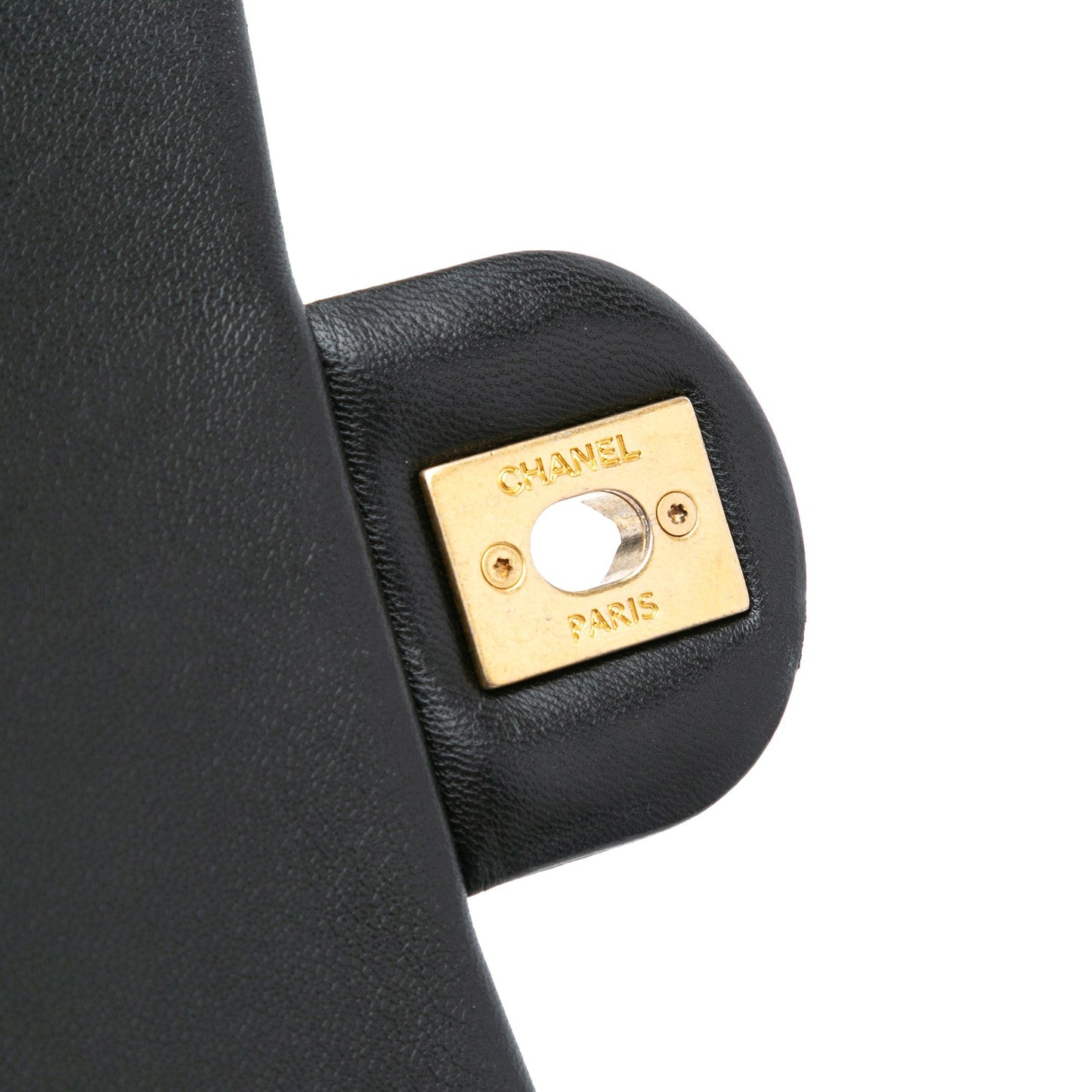 Black Chanel Mini Square Lambskin Pearl Samba Flap Crossbody Bag